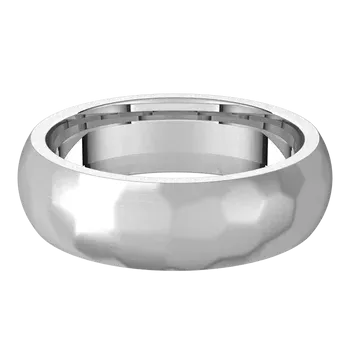 14k Gold 6mm Standard Comfort Fit Classic Wedding Band with Satin Rock or Satin Hammered Finish