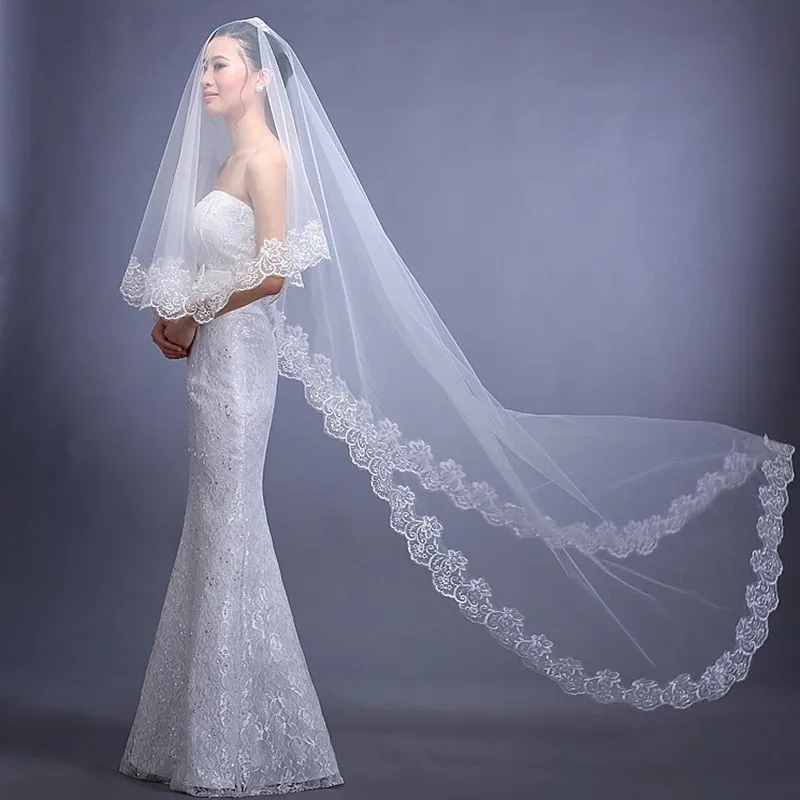 3 Meters 5 Meters Long Cathedral Elegant Bridal Veil Velos de Novia