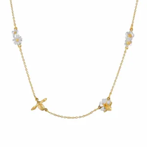 Alex Monroe Floral Chain Necklace with Teeny Tiny Bee