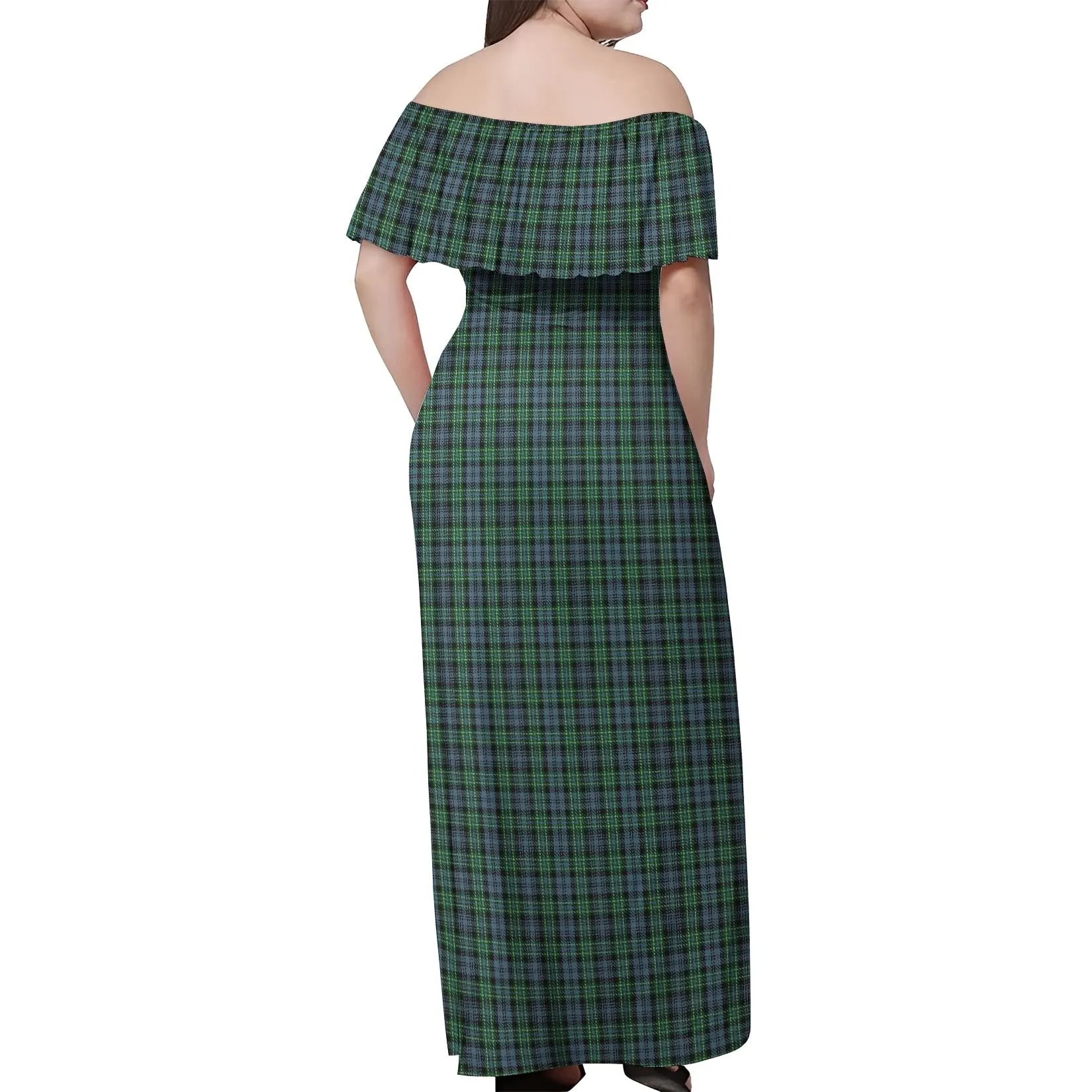 Arbuthnot Tartan Off Shoulder Long Dress