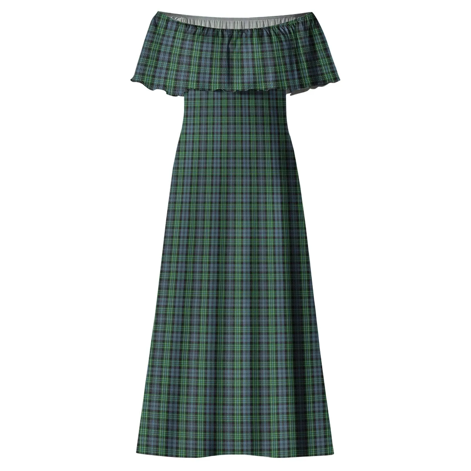 Arbuthnot Tartan Off Shoulder Long Dress