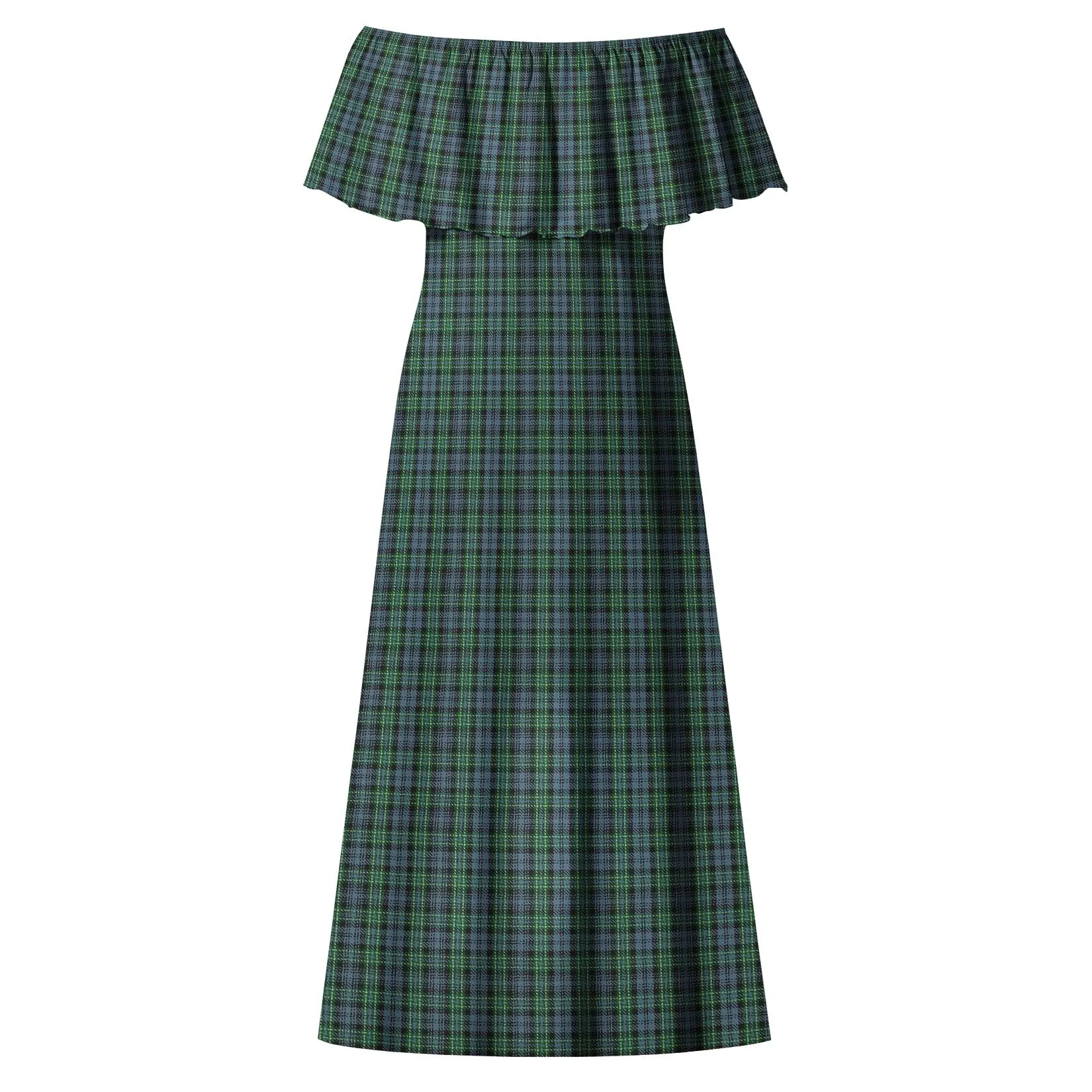 Arbuthnot Tartan Off Shoulder Long Dress