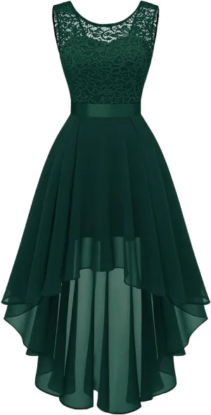 BeryLove Cocktail Prom Dresses 2025 Formal Wedding Guest Dresses Sleeveless Lace High Low Homecoming Dress