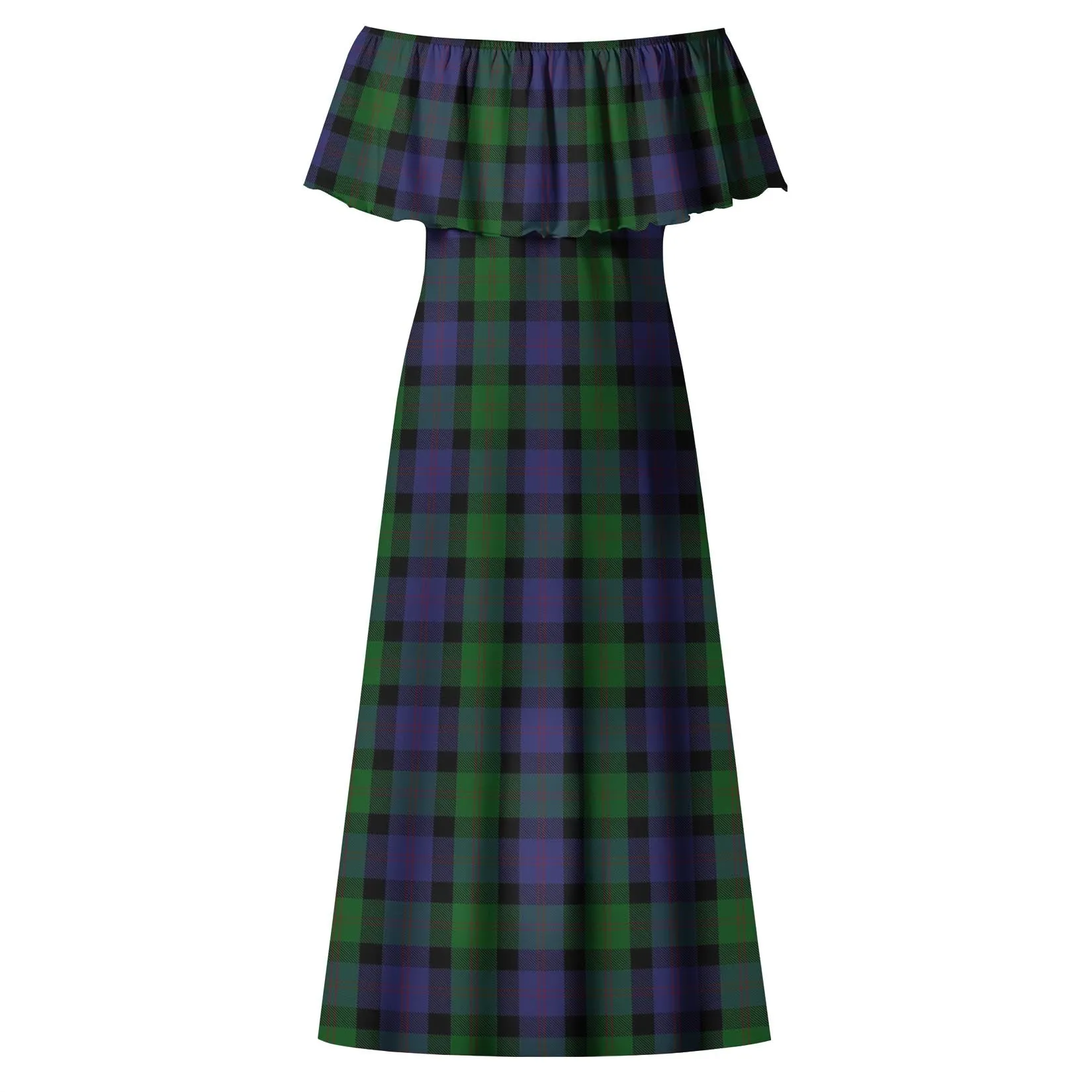Blair Tartan Off Shoulder Long Dress