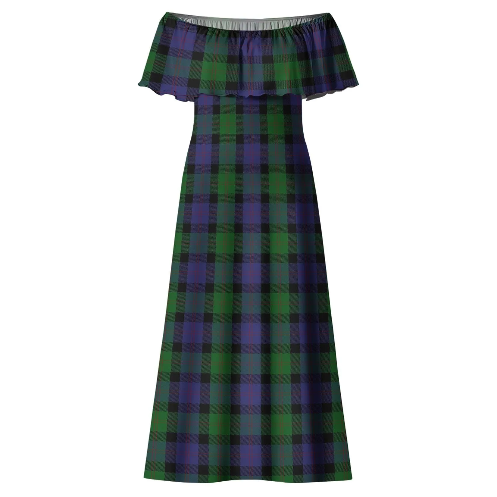Blair Tartan Off Shoulder Long Dress