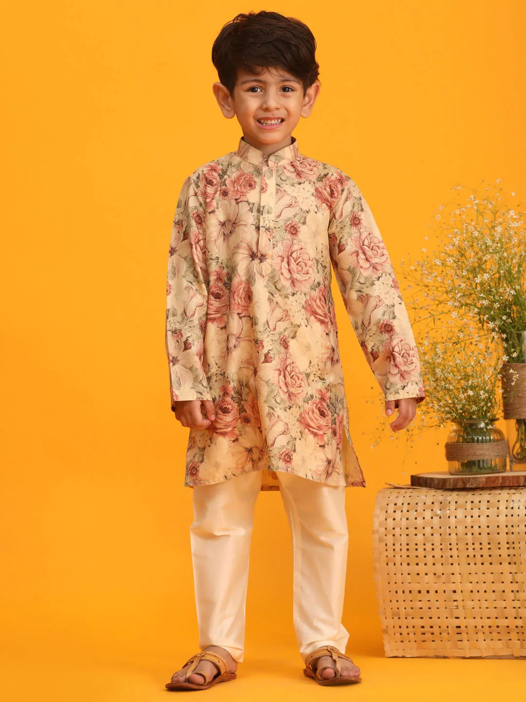 Boy's Brown Kurta Pyjama Set - Vastramay Boys