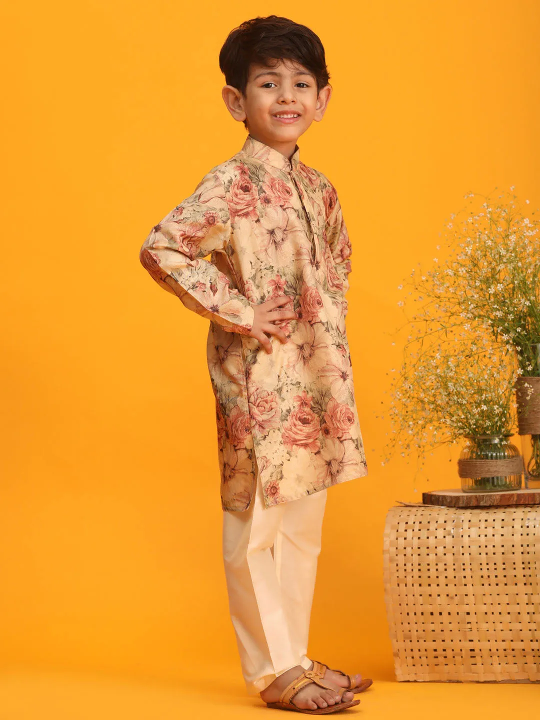 Boy's Brown Kurta Pyjama Set - Vastramay Boys