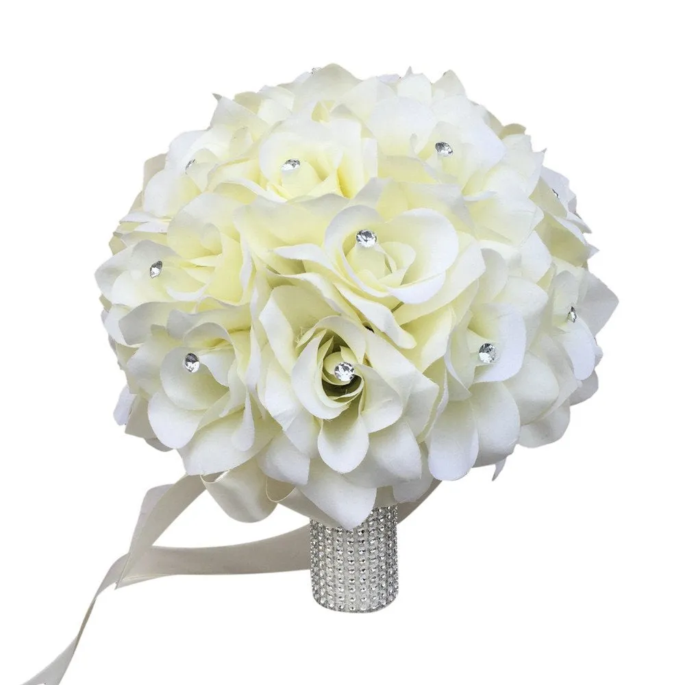 Build Your wedding package-Ivory Rose bouquet corsage boutonniere