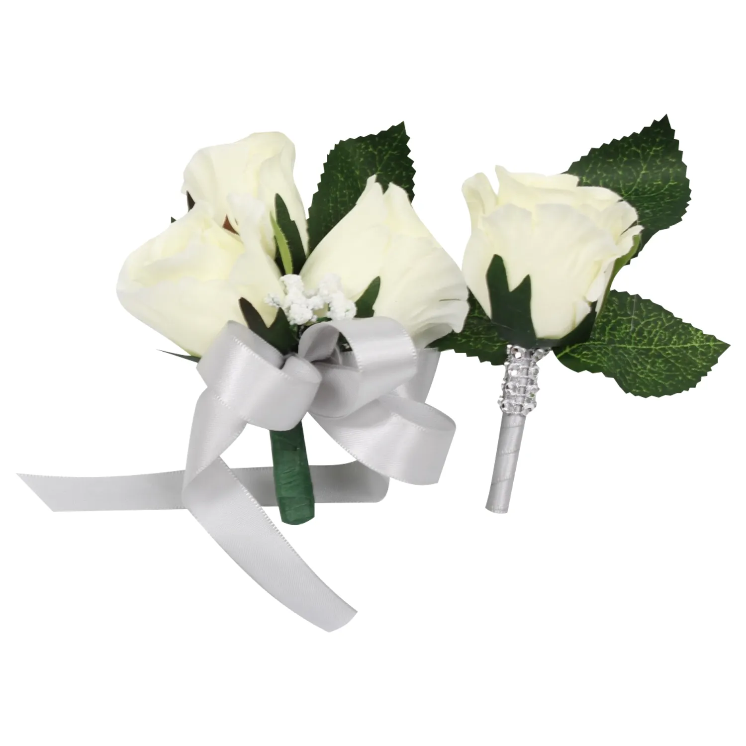 Build Your wedding package-Ivory Rose bouquet corsage boutonniere