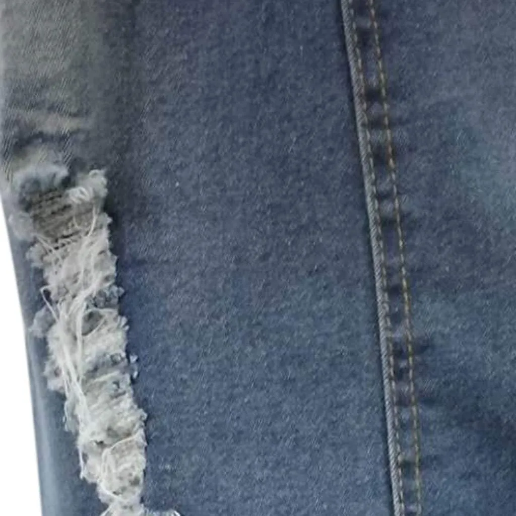 Denim Midi Skirt High Waist Front Split Hole Tassel Slim Stretchy Casual Pencil Jean Skirts with Pockets Streetwear