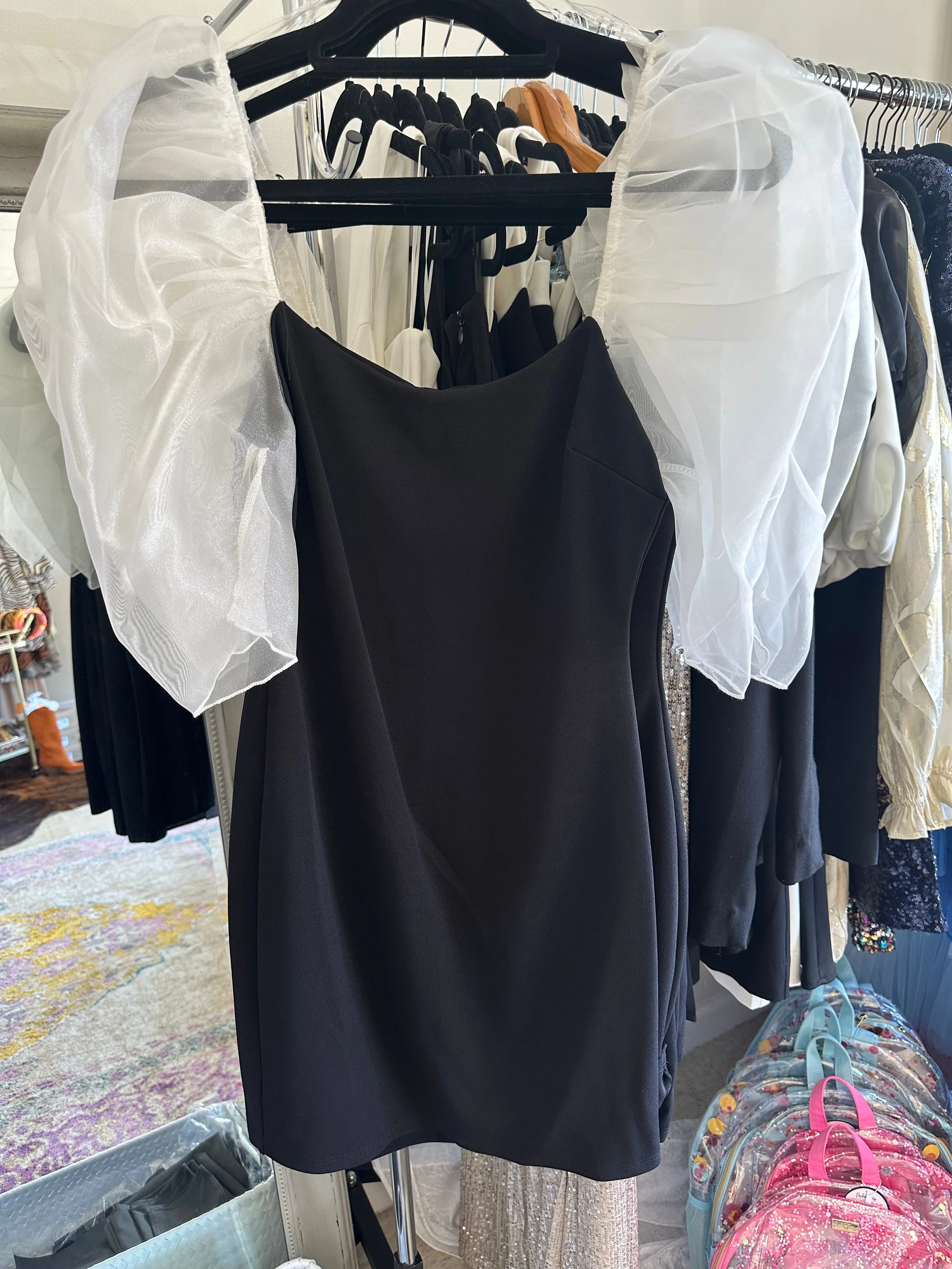 Domino Organza Puff Shoulder Dress