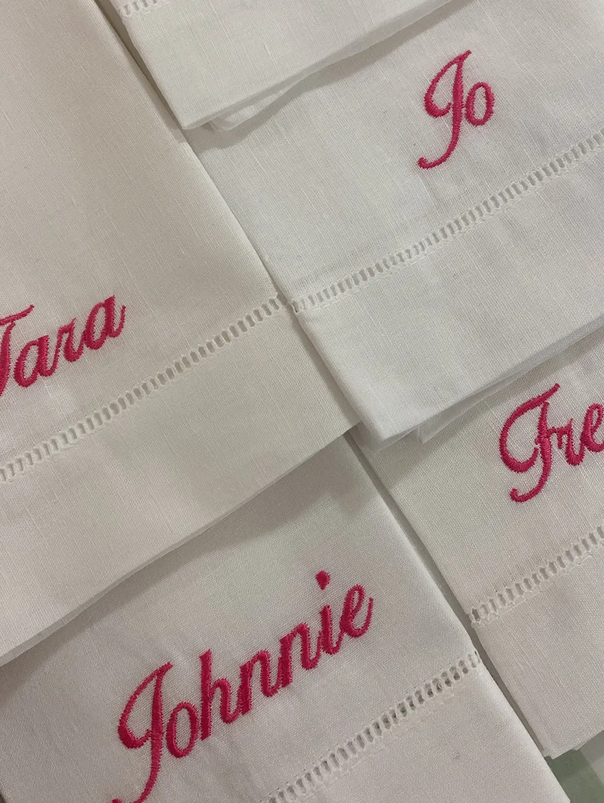 Embroidered Hemstitch Name Napkin