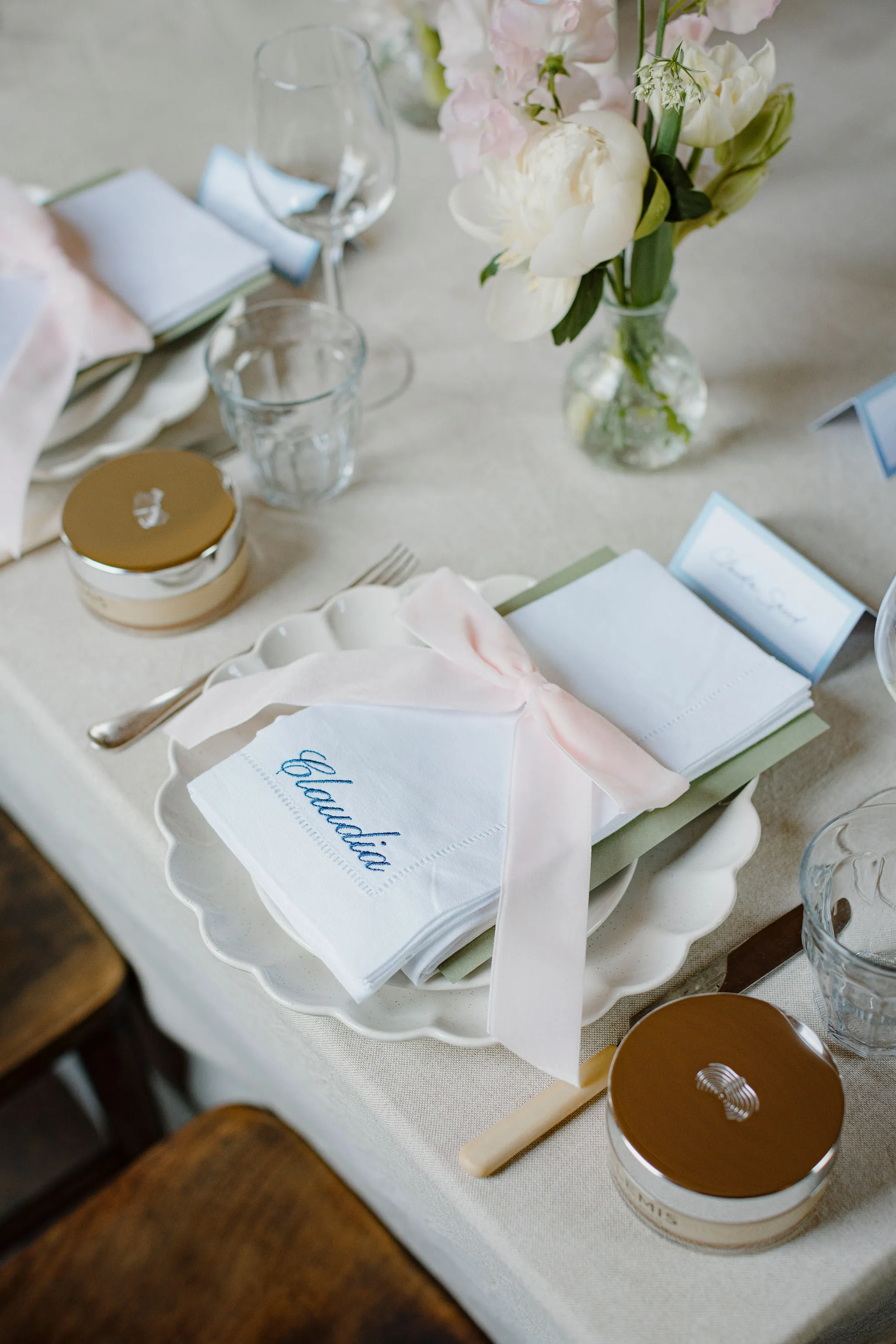 Embroidered Hemstitch Name Napkin