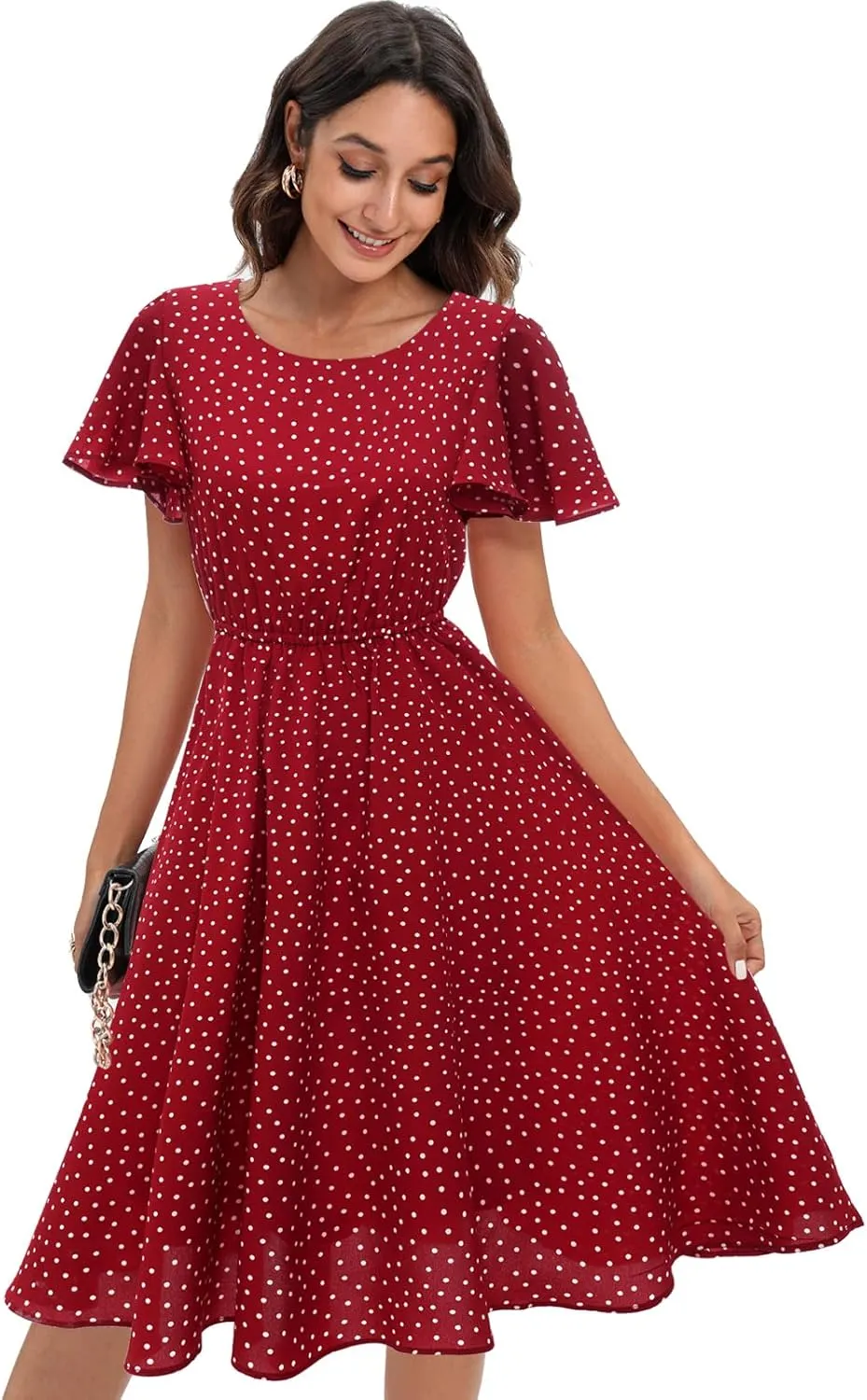 Gardenwed Chiffon Floral Dresses Summer Sun Beach Dresses for Women with Elastic Waist