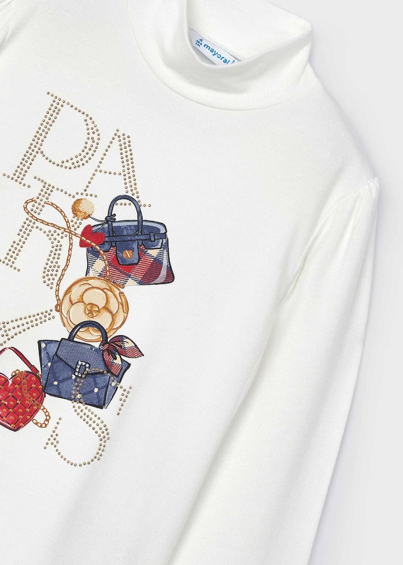 Girl handbag mock neck t-shirt
