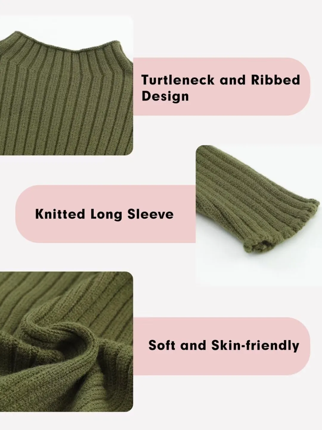 Girls Turtleneck Sweater Kids Casual Long Sleeve Knitted Slim Fit Pullover Tops 7-15 Years