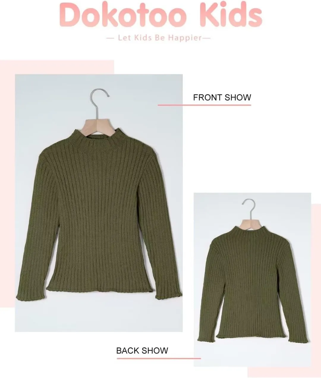 Girls Turtleneck Sweater Kids Casual Long Sleeve Knitted Slim Fit Pullover Tops 7-15 Years