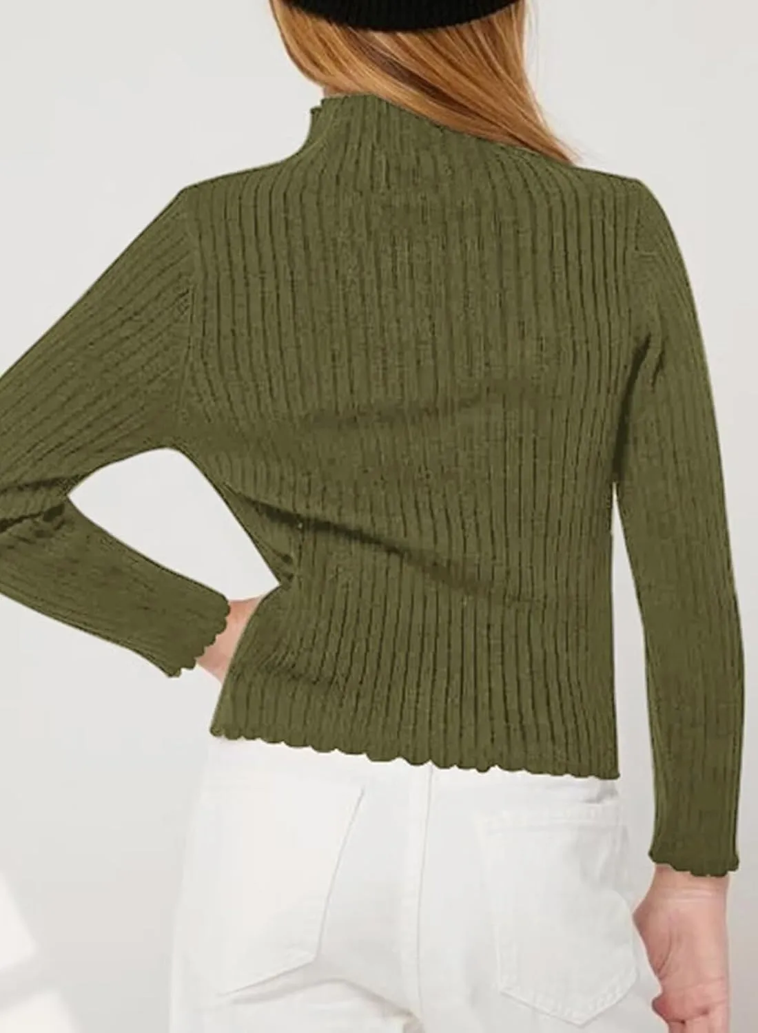 Girls Turtleneck Sweater Kids Casual Long Sleeve Knitted Slim Fit Pullover Tops 7-15 Years
