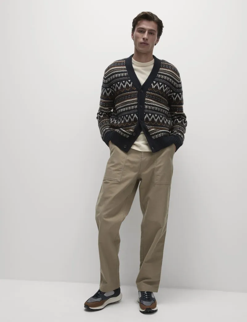 Lambswool Blend Fair Isle V-Neck Cardigan