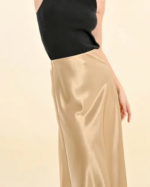 LONG SATIN SKIRT