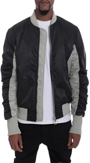 Mens Two-Tone Color Block Bomber Jackets 3 Color Options BLACK / 2XL
