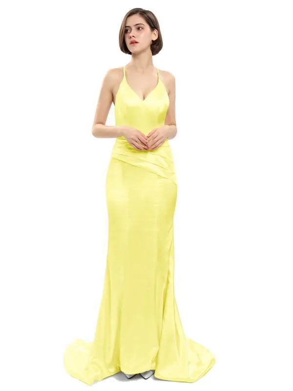 Mermaid Spaghetti Straps V-neck Sexy Bridesmaid Dresses