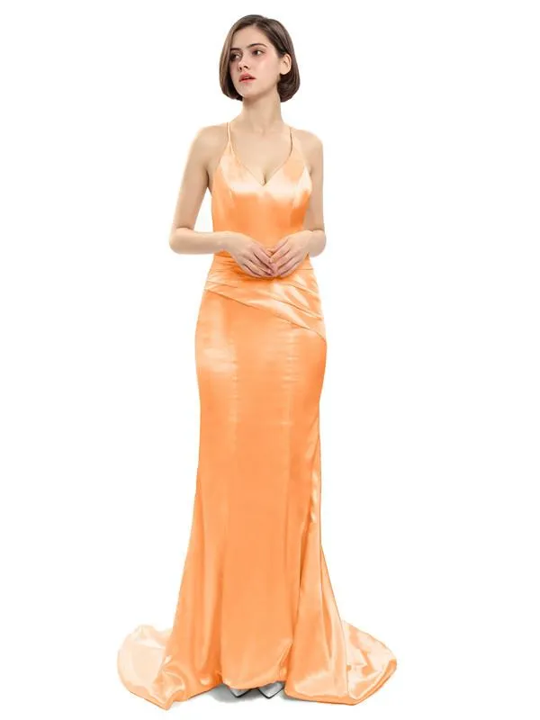 Mermaid Spaghetti Straps V-neck Sexy Bridesmaid Dresses
