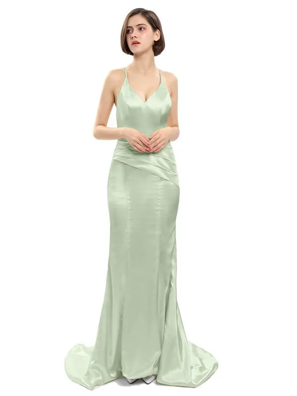 Mermaid Spaghetti Straps V-neck Sexy Bridesmaid Dresses