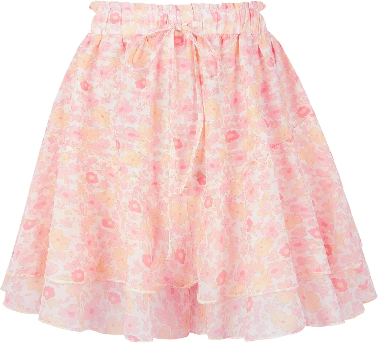 Mini Skirts for Women 2025 Casual Boho Floral Skorts Layered Hem A-Line Tennis Chiffon Shorts