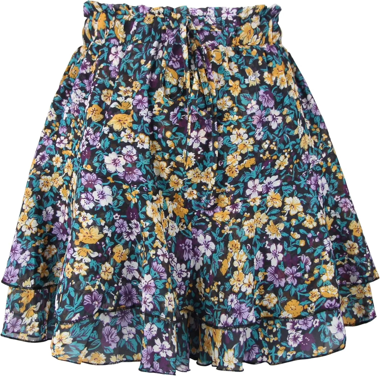 Mini Skirts for Women 2025 Casual Boho Floral Skorts Layered Hem A-Line Tennis Chiffon Shorts