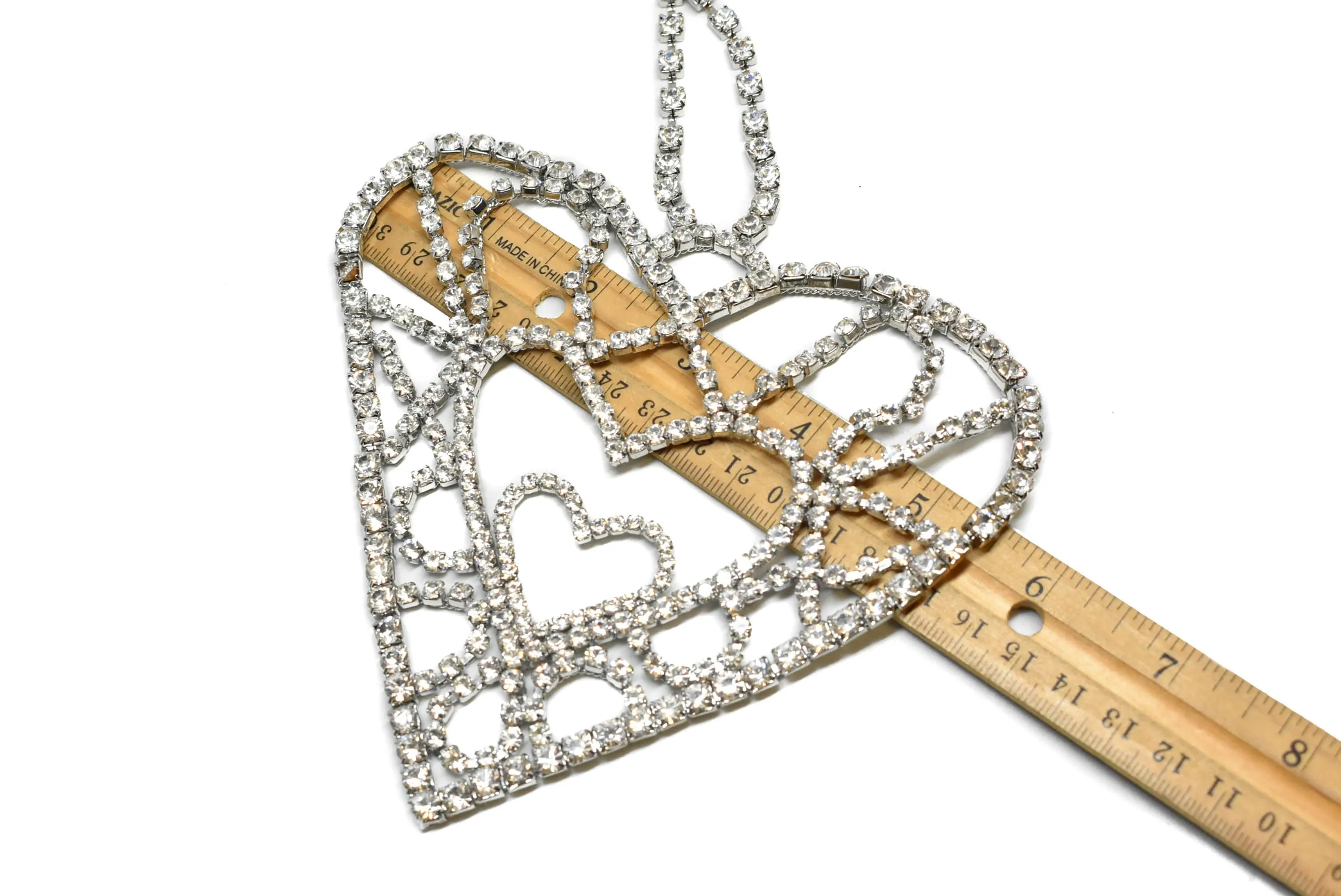 Rhinestone Heart Applique 5.50" x 5.0" - 1 Piece