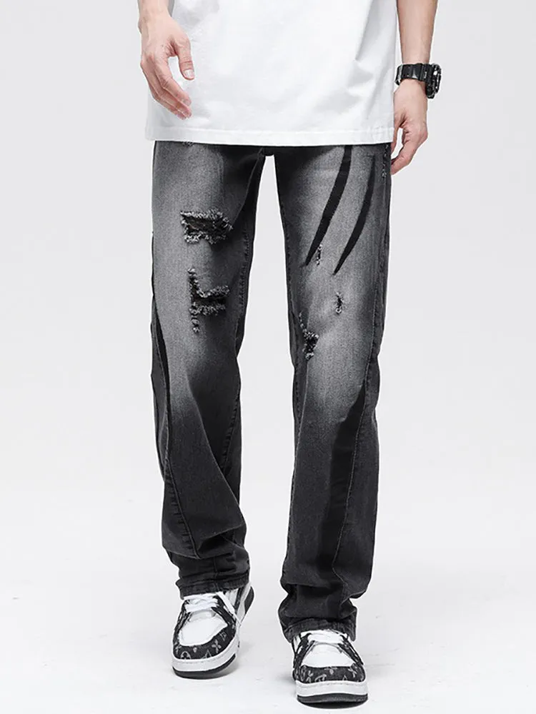 Ripped Casual Embroidered Jeans