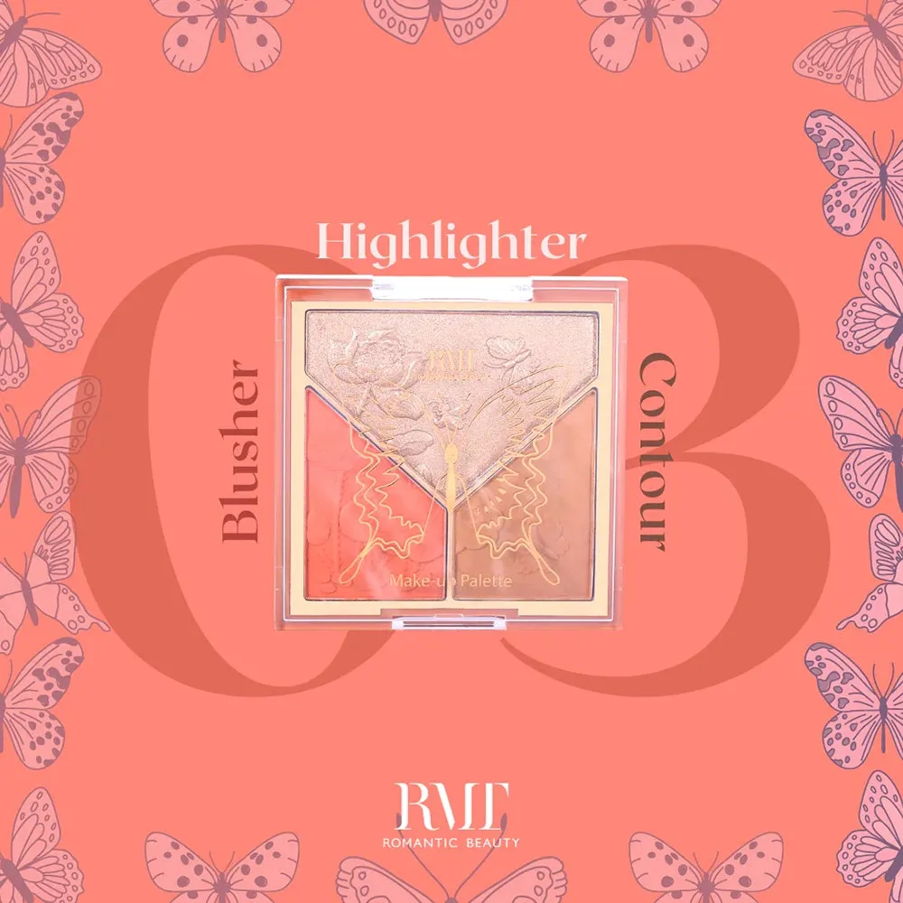 Romantic Beauty - Make-up Palette Trio Face Highlighter/Blush/Contour