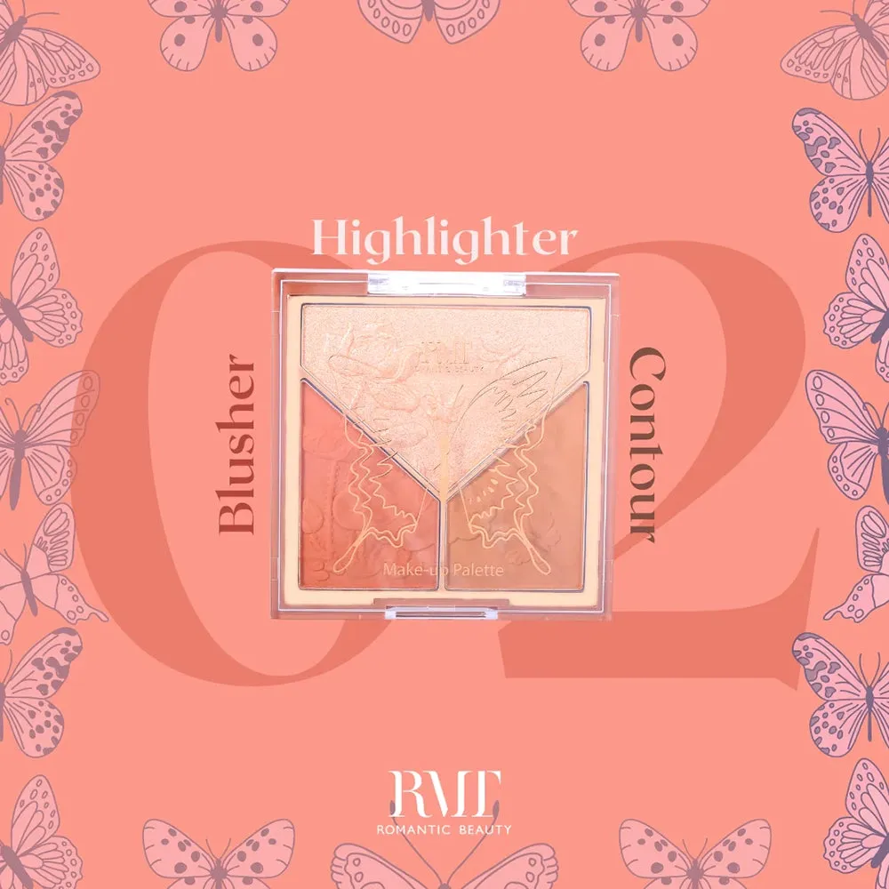 Romantic Beauty - Make-up Palette Trio Face Highlighter/Blush/Contour
