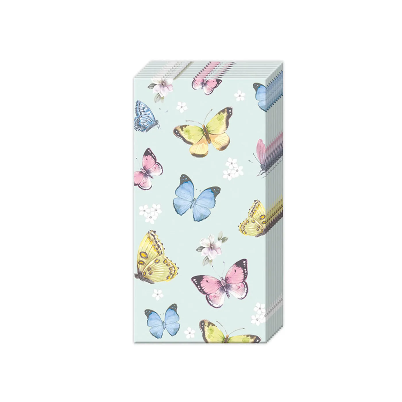 Romantic Butterflies Blue Paper Pocket Tissues