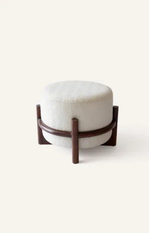 Round Wooden Poufy Stool