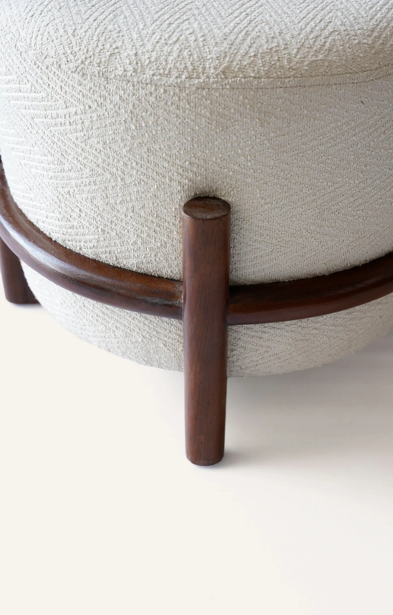 Round Wooden Poufy Stool