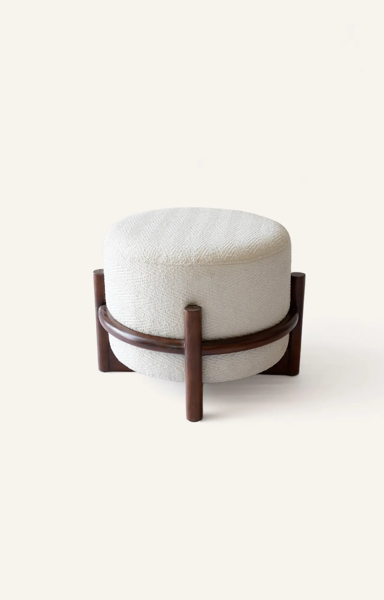 Round Wooden Poufy Stool
