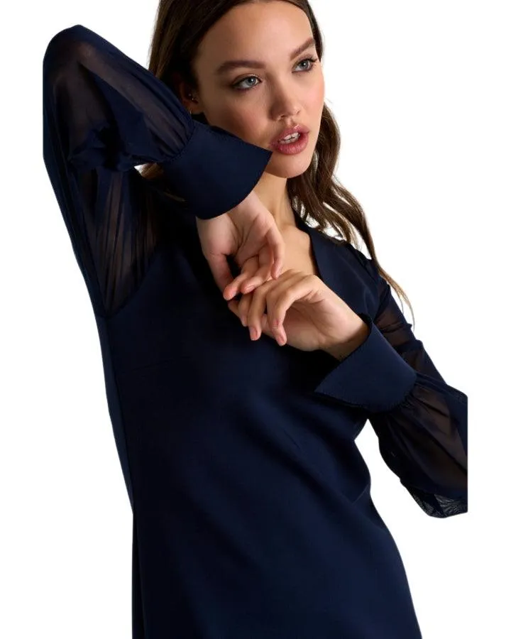 Shan Sofia Sheer Sleeve Elegant Dress