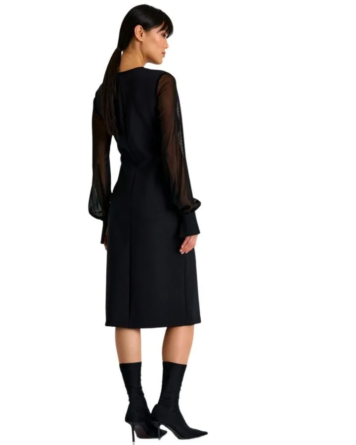 Shan Sofia Sheer Sleeve Elegant Dress