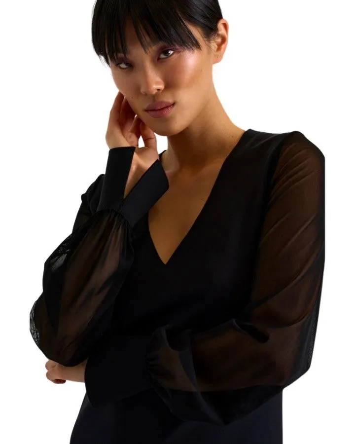 Shan Sofia Sheer Sleeve Elegant Dress