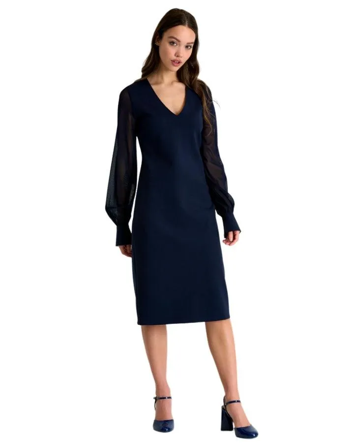 Shan Sofia Sheer Sleeve Elegant Dress