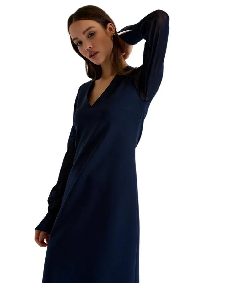 Shan Sofia Sheer Sleeve Elegant Dress
