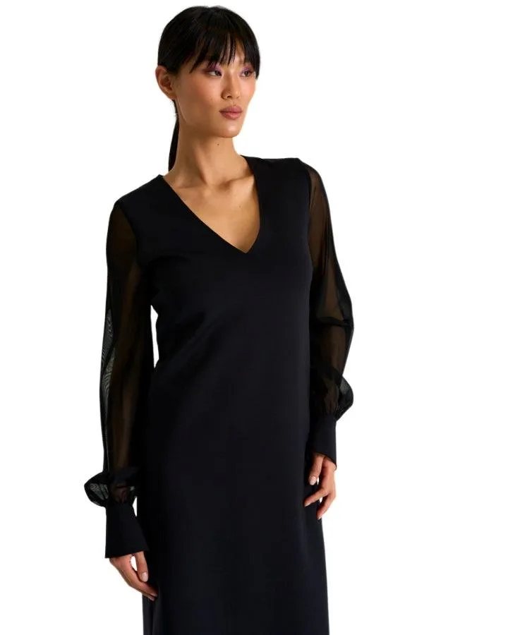 Shan Sofia Sheer Sleeve Elegant Dress