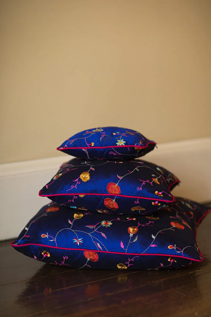 Small Silk Cushion in African Cobalt