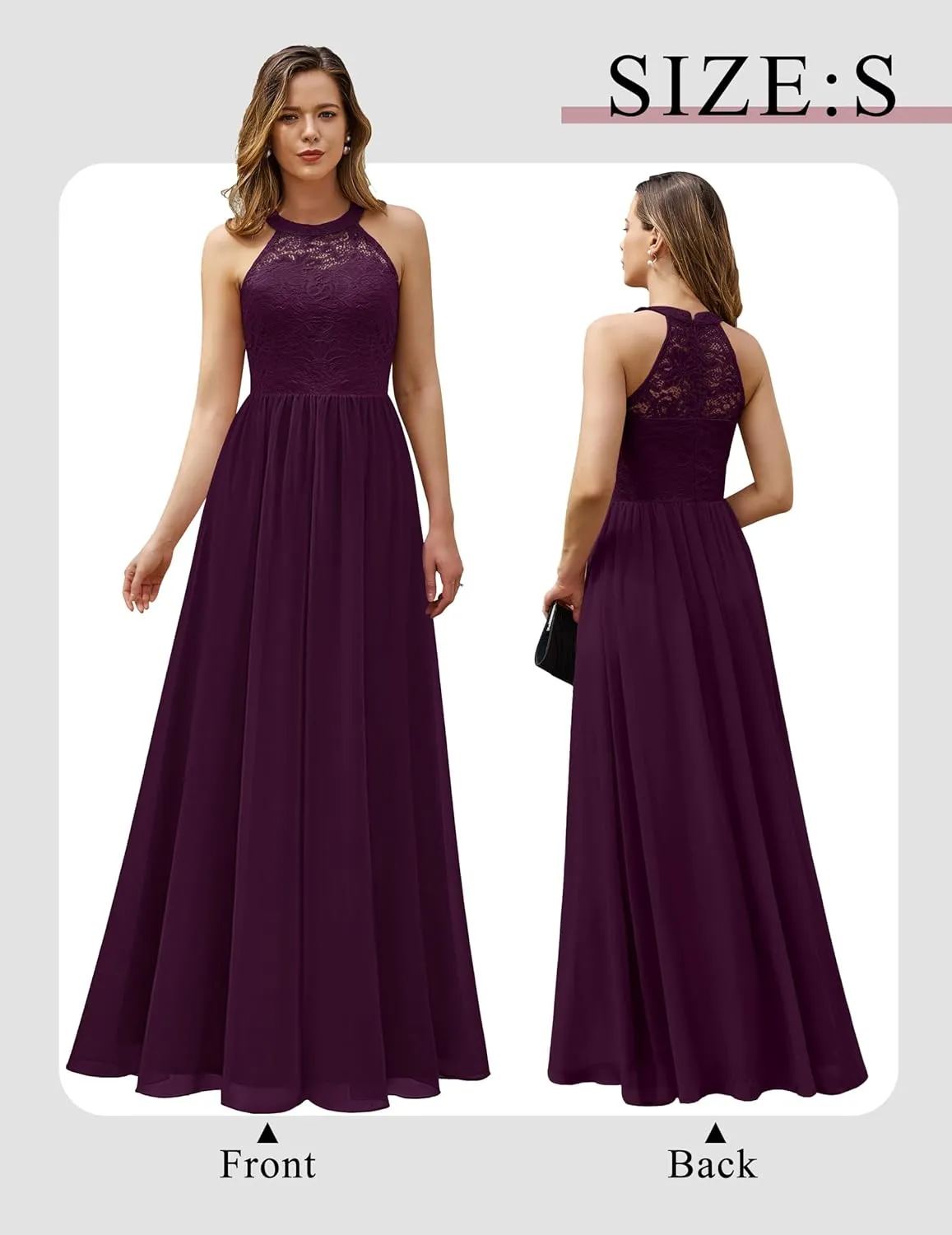 Wedtrend Women's Formal Dress, Halter Long Prom Dress Floral Lace Bridesmaid Dresses